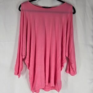 Lauren Ralph Lauren Flowy Pink Cold‎ Shoulder Dolman Sleeve Top Blouse Sz M chic